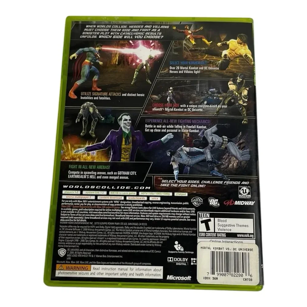 Mortal‎ Kombat vs. DC Universe Xbox 360 2008 Video Game Complete Tested Working